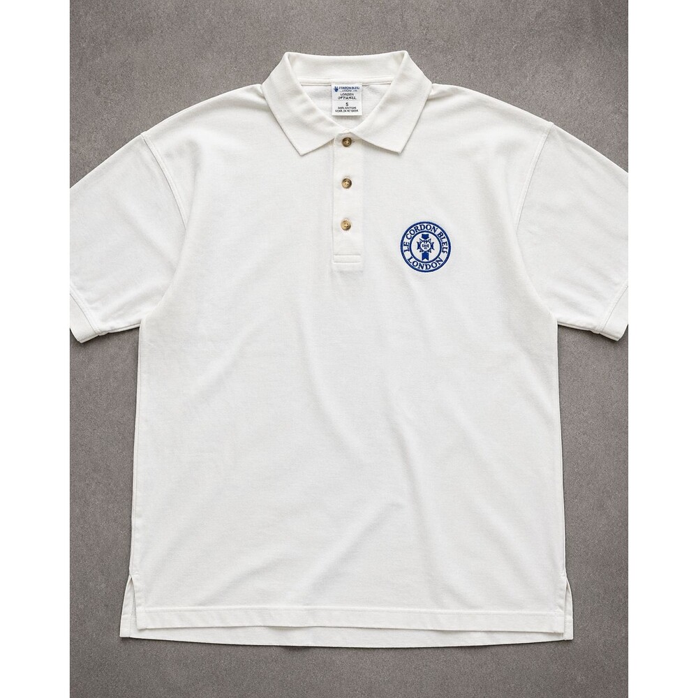 Vintage Le Cordon Bleu Polo Mens M London Culinary Chef Screen Stars White